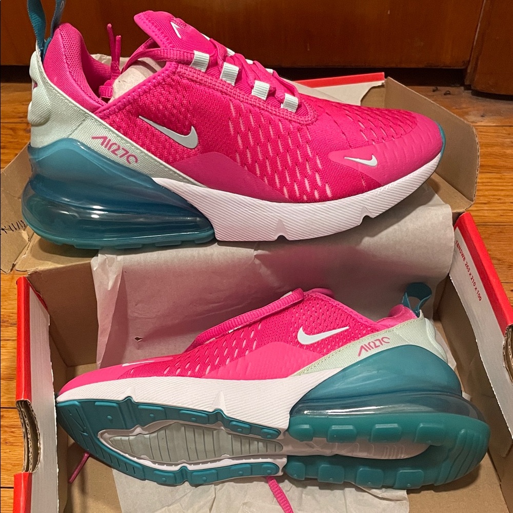 Nike Kids Air Max 270 Fuchsia and Teal Sneakers